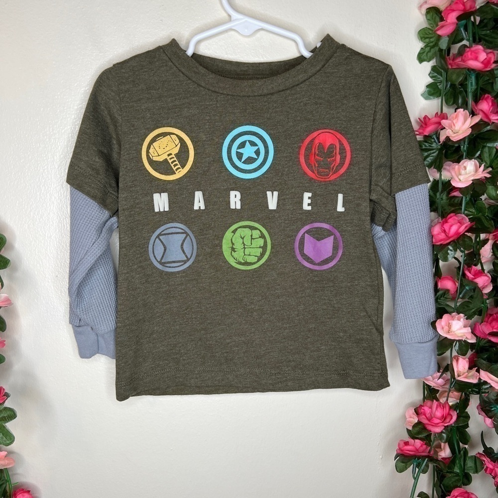 Marvel Green Long Sleeve Shirt Casual Comfort Walking 3T School Play